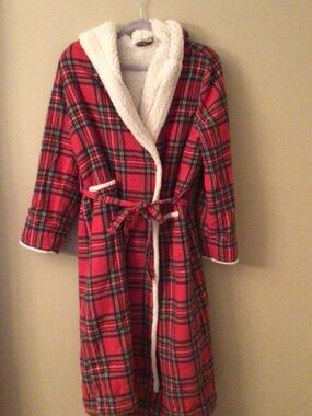 Women’s LLBean Sherpa lined flannel bath robe